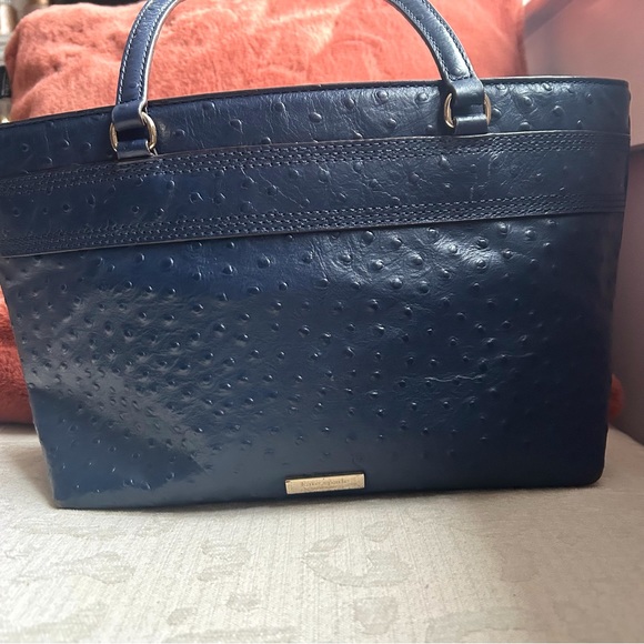 Kate Spade Medium Harmony Valencia Road French Navy Purse/Tote Ostrich texture - Picture 2 of 10